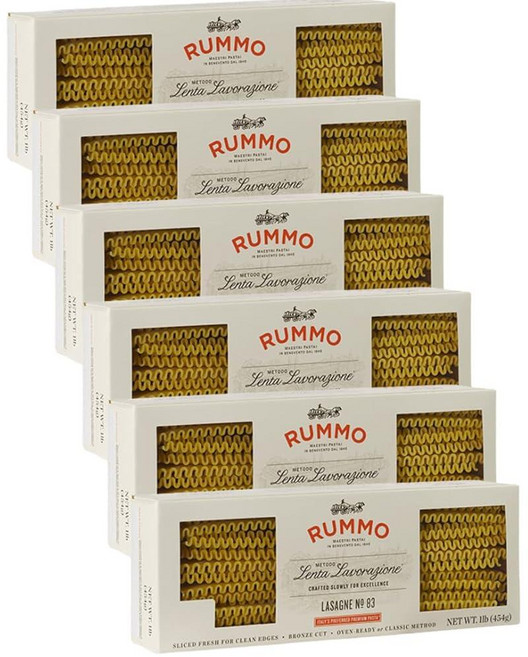 Rummo 라자냐 파스타 No. 83 – 코셔 GMO 프리 0.5kg 1파운드 박스 6팩 266070, 454g