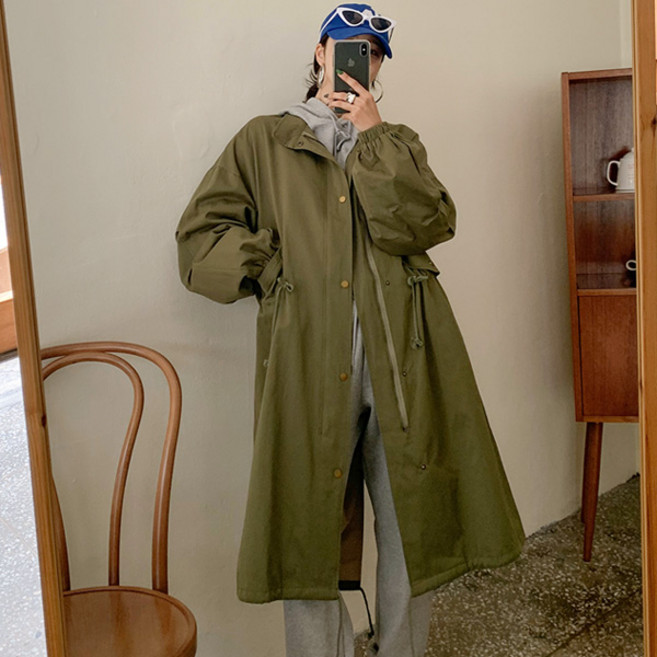 여성 빅사이즈 간절기 오버핏 롱 야상 아우터 루즈핏 박시 어바웃 오버핏 롱야상 간절기