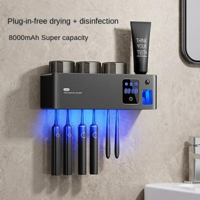 자외선 칫솔 소독 및 살균 건조기 스마트 욕실 보관 선반 욕실 치아 컵 보관, 13) C  EU, 14)C