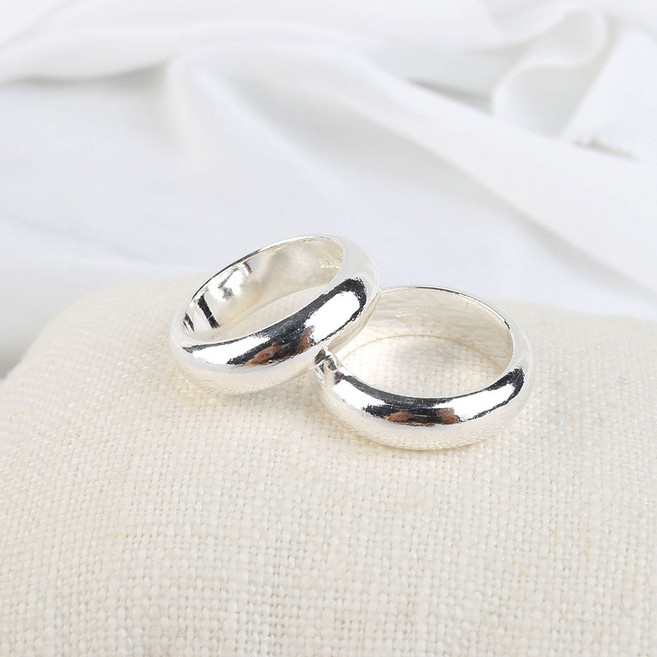 고급 순은99% 실버 쌍가락지 1+1 5돈형 엥게이지반지 두꺼운 은반지