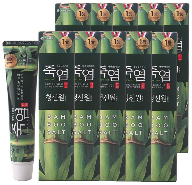LG생활건강 죽염(竹鹽) 청신원 치약 90g 10개 묶음 _FM