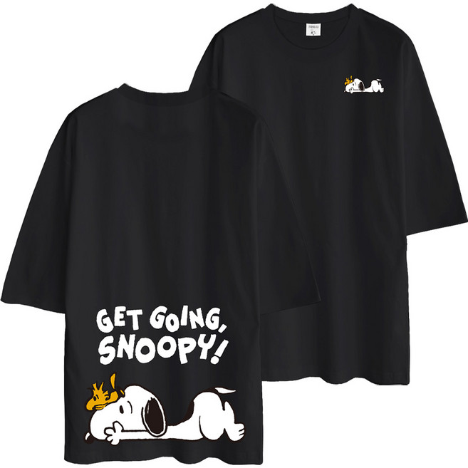 문컬렉션 피너츠 정품 오버핏 반팔티 스트레칭 스누피 남녀공용 반팔 티셔츠