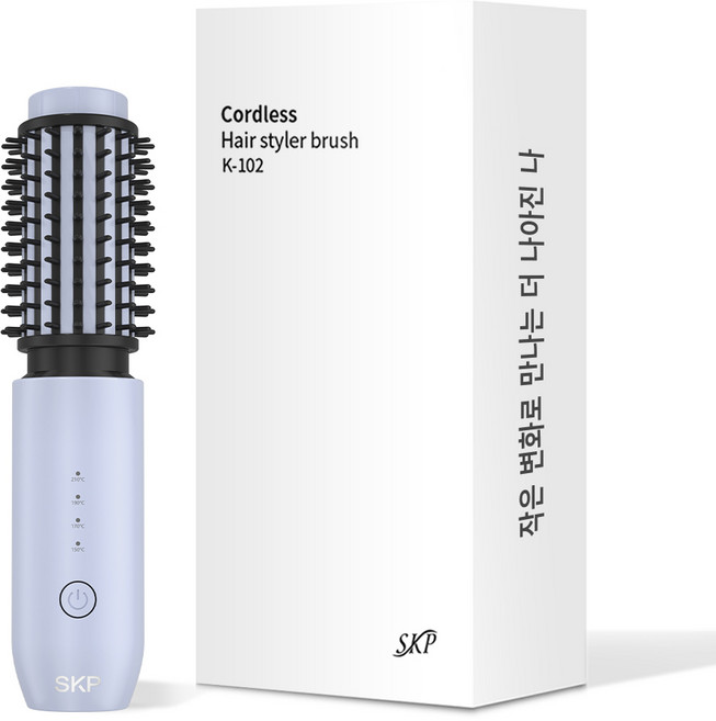 [SKP] 무선 미니 뿌리 볼륨 빗 고데기/ 웨이브펌 C컬/ 여행 출장 외출 휴대용/ 모발 보호 간편/ 4단 온도조절 음이온 봉 고데기, 라벤더 퍼플