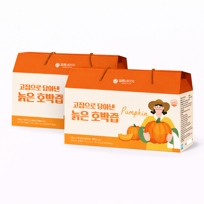 일등네이처 늙은호박즙 100% 국내산 붓기 임산부 사과 HACCP, 80ml, 60개, 30포
