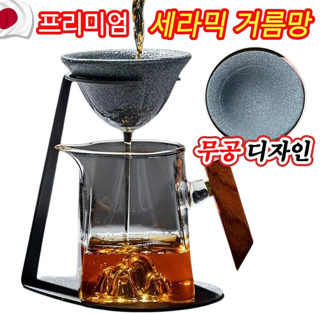 [일본 기술] 프리미엄 미세여과 차 거름망 티인퓨저 세라믹 차거름망 미세여과 차 거름망 티 찻잎 커피용 무공 세라믹 필터, 그레이, 중형, 1세트