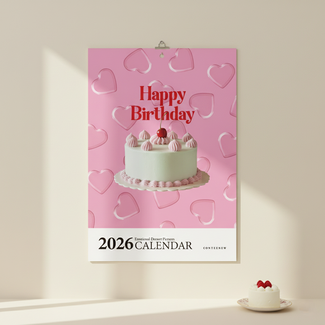 2026년 디저트 프리미엄 벽걸이 캘린더 작품 달력, 타공형