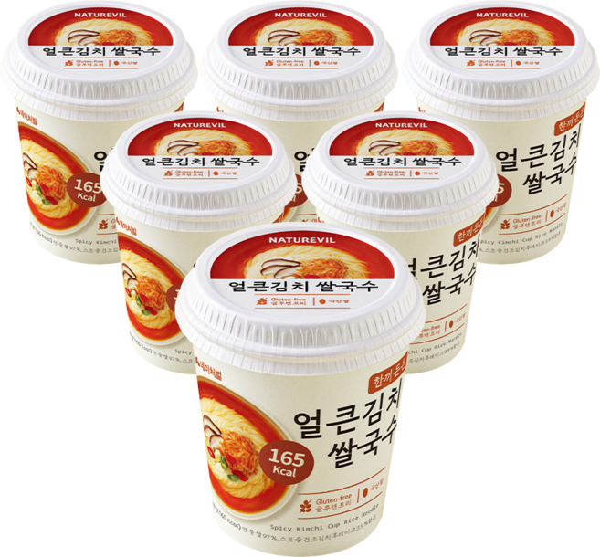 한끼든든 쌀국수 얼큰김치맛 소컵, 6개
