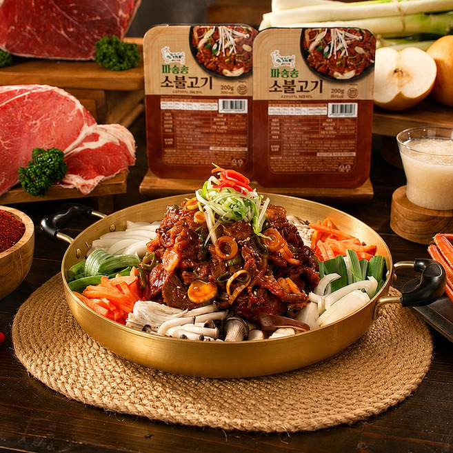 심가네 파송송 소불고기 1200g 매콤 양념 두루치기 간편식 밀키트 캠핑요리, 6개, 200g