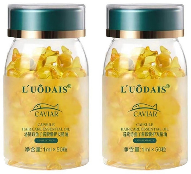 LUODAIS 洛黛詩 摩洛哥膠囊護髮精油 滋養秀髮 秀髮柔順, 1個, [滋養秀髮】膠裏護髮精油50顆*2瓶, 50顆