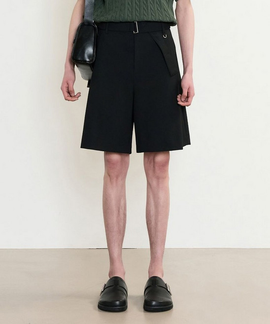 [백화점상품] TNGT Belted Wide Shorts (Black) TNPA5E207BK