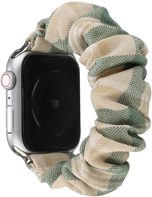 티엑스엘엑스 애플워치 곱창 스크런치 밴드 스트랩, 1개, 그린 체크