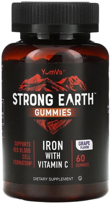 YumVs 강력한 친환경 구미젤리 비타민C 함유 철분 포도 구미젤리 60개 YumVs (염브이스), 60정, 1개 - 쿠팡