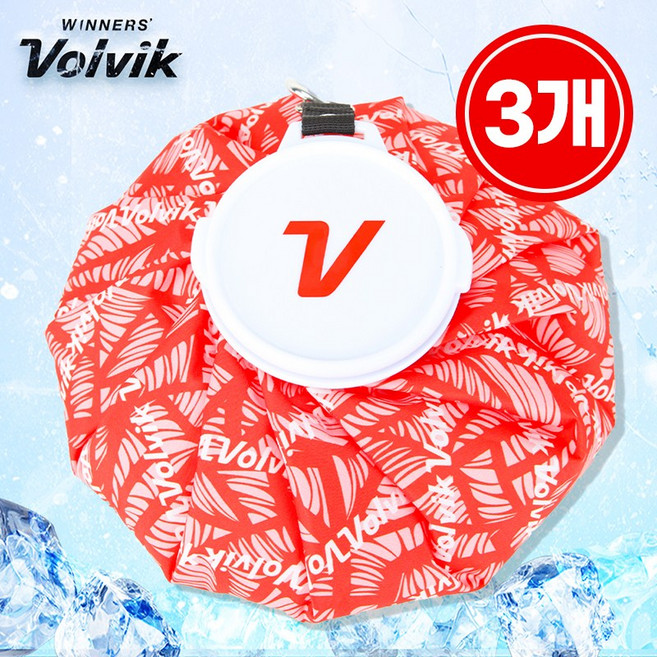 볼빅 퓨어쿨 대왕 얼음주머니 팜트리 에디션 골프 아이스팩 대용량, 레드, 3개