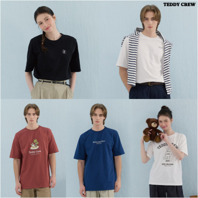 [테디크루] ■O TEDDY CREW 남녀공용 소로나 반팔 라운드 티셔츠 5종