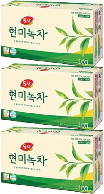 동서 현미녹차 티백, 1.5g, 100개입, 3개