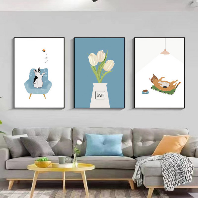 KSEU 거실 인태리어 폼보드 슬림액자 3종세트, 유유한 고양이