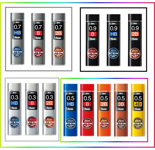 Pentel 飛龍 Ain STEIN 自動鉛筆芯 0.3/0.5/0.7/0.9mm, 1個, 0.7mm B