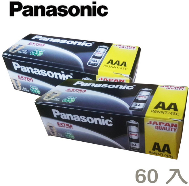 Panasonic 國際牌 AA 環保電池, 1個, 3號(AA) 60顆盒裝 R6NNT, 60
