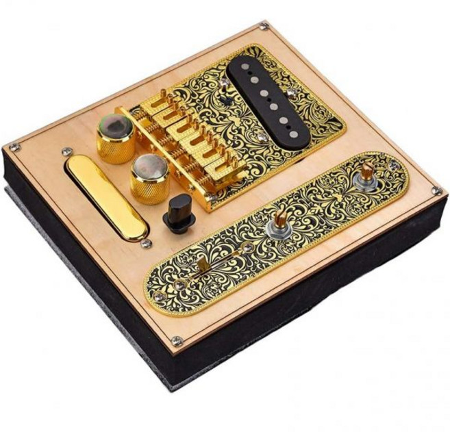 알니코브 6현 새들 브릿지 플레이트 3방향 스위치 컨트롤 넥 픽업 세트 포 Fender Telecaster 일렉트릭 기타 교체 부품 - 골드, 알니코브 6현 새들 브릿지 플레이트, 3방향 스위치 컨, 1개