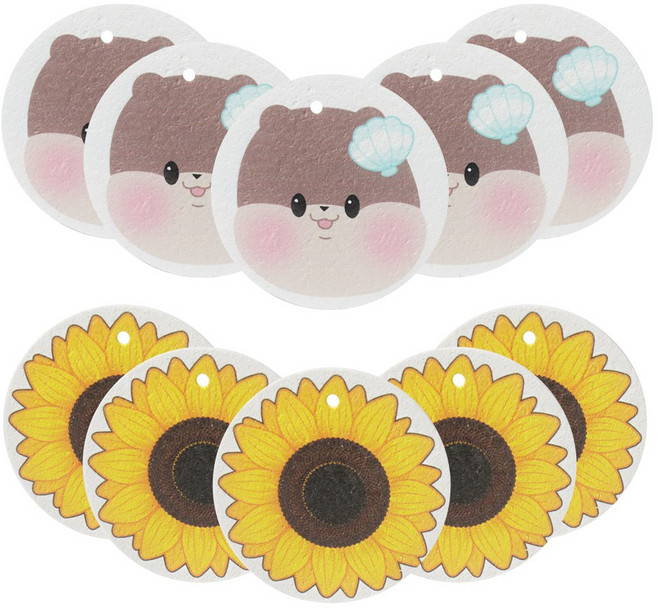 집앤 셀룰로오스 착한 식물성 수세미 수달 해바라기 반반, 1세트, 10개