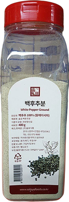 손맛가득 백후추가루 (솔표 400g)X4 가판매 행사용조미료 한식집, 4개, 400g