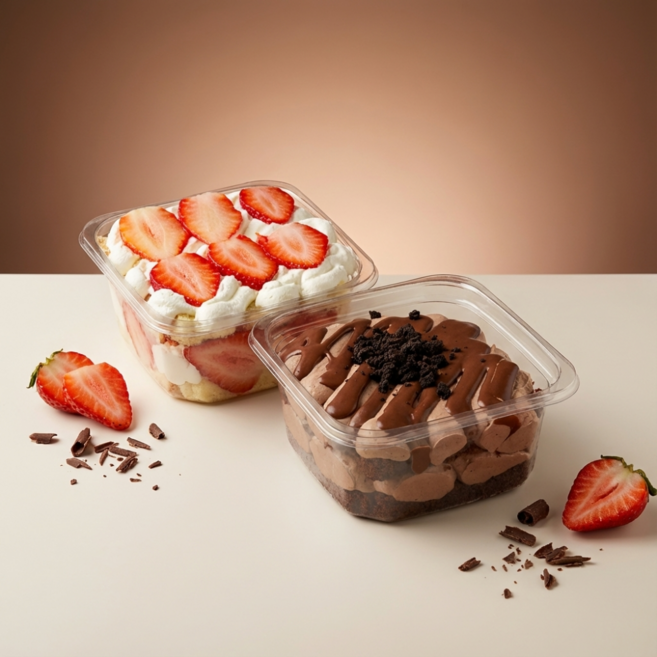 [오감당] 떠먹는 미니 보틀 케이크 세트 ( 생딸기 +초코 케이크) 수제 디저트 세트, 1세트, 인기)생딸기+초코