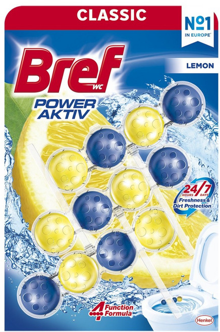Bref 妙力 懸掛式馬桶清潔球 檸檬香, 50g, 3個