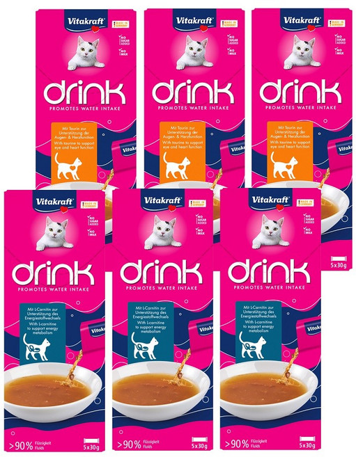 비타크래프트 캣 수분충전 드링크 (치킨3개+연어3개) 고양이간식, 150g, 6개, 혼합(치킨+연어)