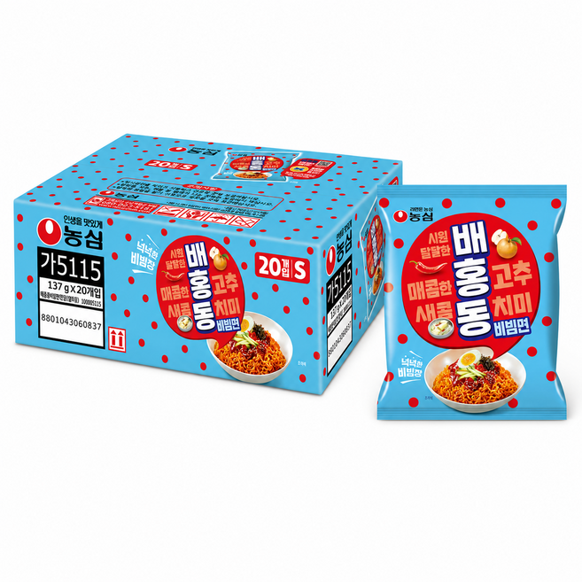 농심배홍동 비빔면 1 Box ( 개당 173g), 20개