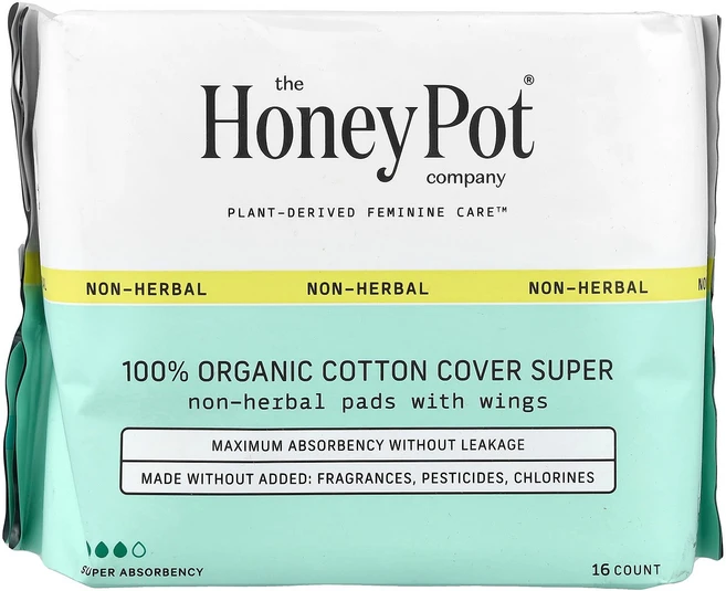 The Honey Pot Company 유기농 무함유 허브 패드 날개 포함 슈퍼 16개입, TheHoneyPotCompany유기농무함유허브패드날개, 대형/슈퍼, 1개 - 쿠팡