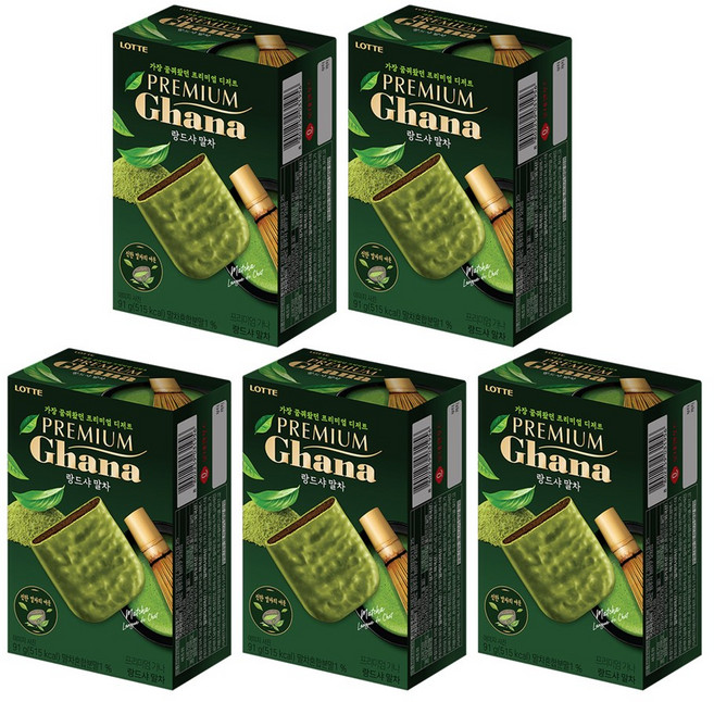 롯데 프리미엄 가나 랑드샤 말차 세트, 5개, 91g