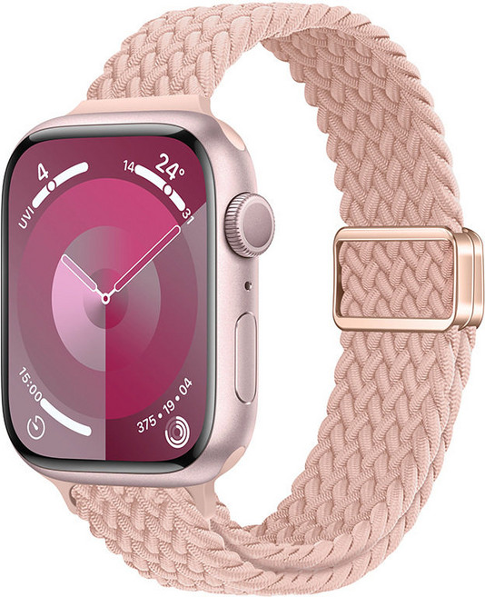 Fegwilde 애플워치 호환 슬림 마그네틱 브레이드 스포츠 루프 스트랩11 10 9 8 7 6 5 4 3 2 1 SE2/3 Ultra2/3, 핑크