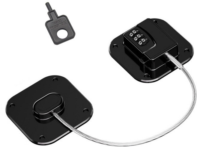 SHC 냉장고 서랍 사물함 창문 다용도 잠금케이블 3다이얼 - 블랙, 1개