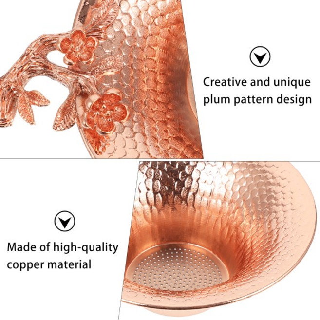 1개 프리미엄 구리 차 거름망 매화 디자인 내열성 중국 차 도구 차 거름망