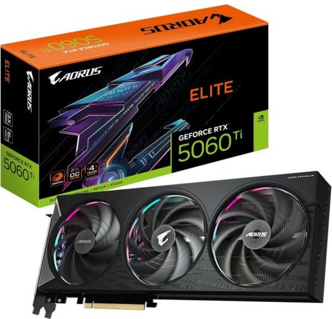 기가바이트 지포스 RTX 5060 Ti 게이밍 OC 16G 그래픽 카드 16GB 128비트 GDDR7 PCIe 5.0 윈드포스 쿨링 시스템 GVN506TGAMING OC16GD, AORUS, RTX5060Ti|ELITE|16GB