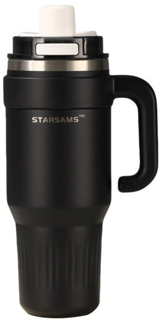 호밍사이 316 스테인리스 진공 보온 보냉 컵 대용량 차량용 커피컵 빨대컵, 1개, 1200ml, 블랙