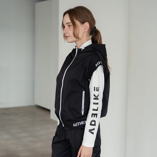 아델라이크 빅사이즈여성골프웨어 레터링포인트골프조끼 간절기 골프조끼 봄 골프조끼 빅사이즈 골프의류 파크골프 여성 봄 골프웨어 여성 골프베스트 후드골프베스트 빅사이즈여성의류