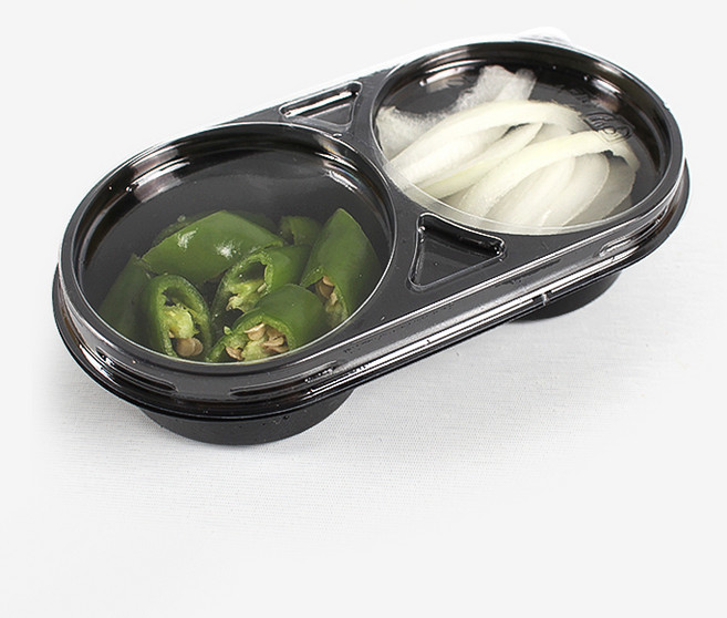 더팩컴퍼니 원형2칸 검정반찬용기, 1박스, 1200개
