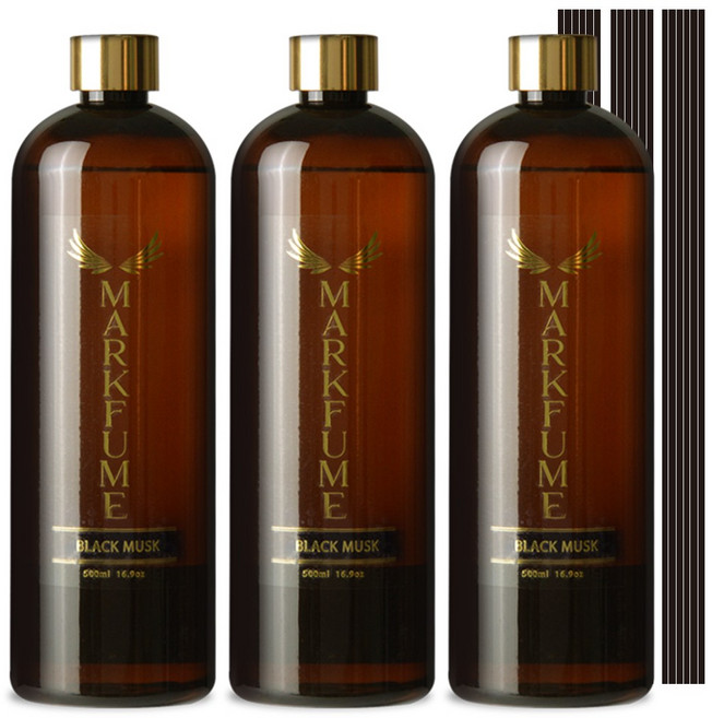 마크퓸 골드에디션 디퓨저 리필액 500ml 3개 + 리드스틱 18개입, 퍼플베리