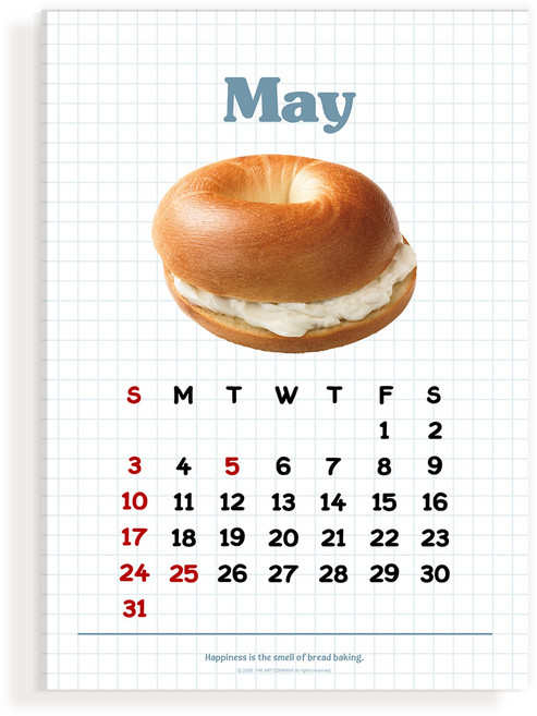 감성 베이커리 달력 캘린더 캔버스 액자 낱장 월별달력, 베이커리 달력_2026_05월
