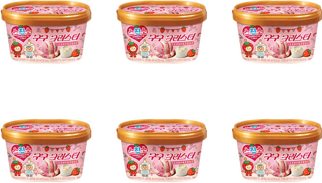 구구크러스터 스트로베리 크림치즈 아이스크림 딸기치즈 옛날아이스크림, 6개, 660ml