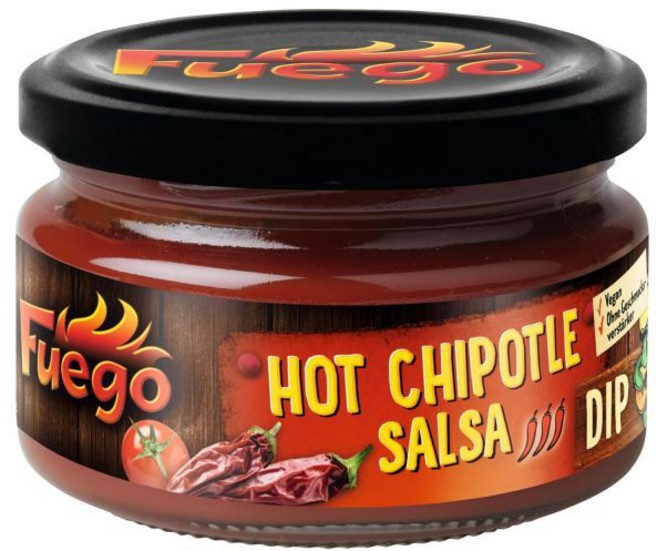 푸에고 - 핫 치폴레 딥 | 매콤한 멕시칸 디핑 소스 | 토르티야 칩용 | 비건 향미증진제 무첨가 | 200ml, 200 Milliliter