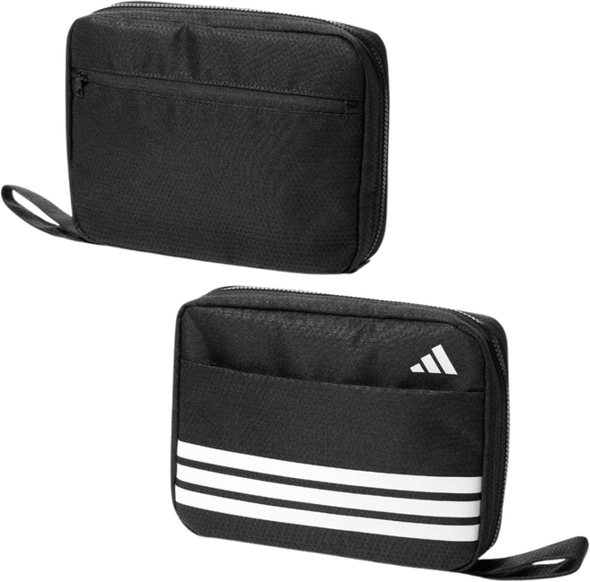 아디다스 3 스트라이프 컨버터블 골프용품 파우치백 휴대용 골프 악세사리 수납 가방, 블랙, 1개