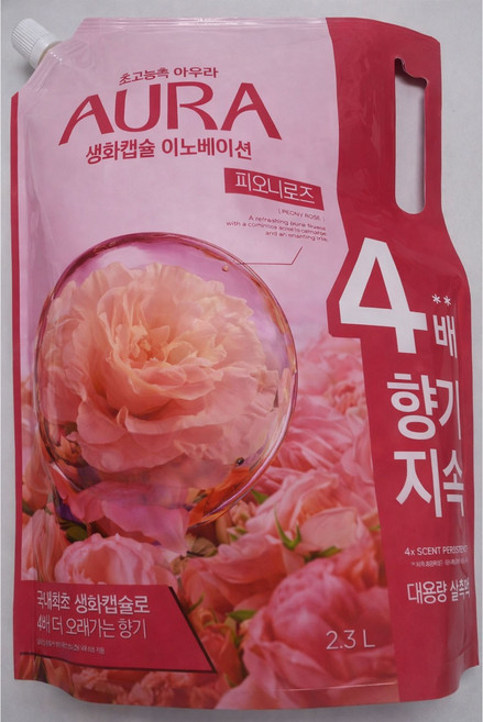 아우라 섬유유연제 생화캡슐 피오니로즈, 2.3L, 3개