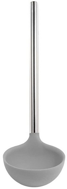 Tovolo 스테인리스 스틸 손잡이가 달린 강화 실리콘 국자가 있는 딥 스푼, Oyster Gray