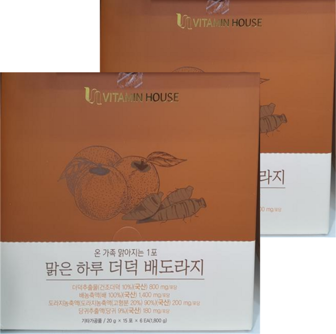 [건강약팜] 온가족 환절기 맑아지는 맑은하루 더덕 배 도라지 달달 사포닌 약국 건강 식품 코너 정품 90포, 1.8kg, 2박스