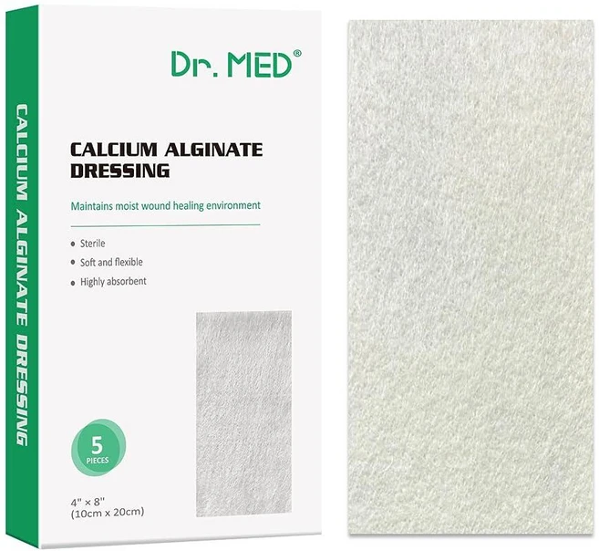 Dr. Med Calcium Alginate Wound Dressing Gauze 5 PCS High Absorption Non-Stick Filling Soft and Co - 쿠팡