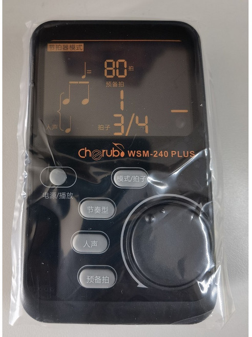 小天使 Cherub WSM-240 PLUS 電子節拍器調音器, 黑色簡體中文版, 1個