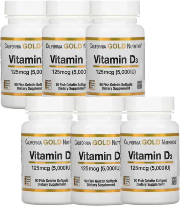 캘리포니아골드 뉴트리션 CGN 비타민 D 디 비타민D5000IU 90정 6set, 6개