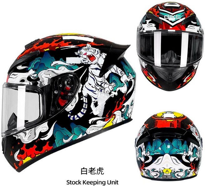 QKE 騎士全罩式機車安全帽, 白虎 透鏡